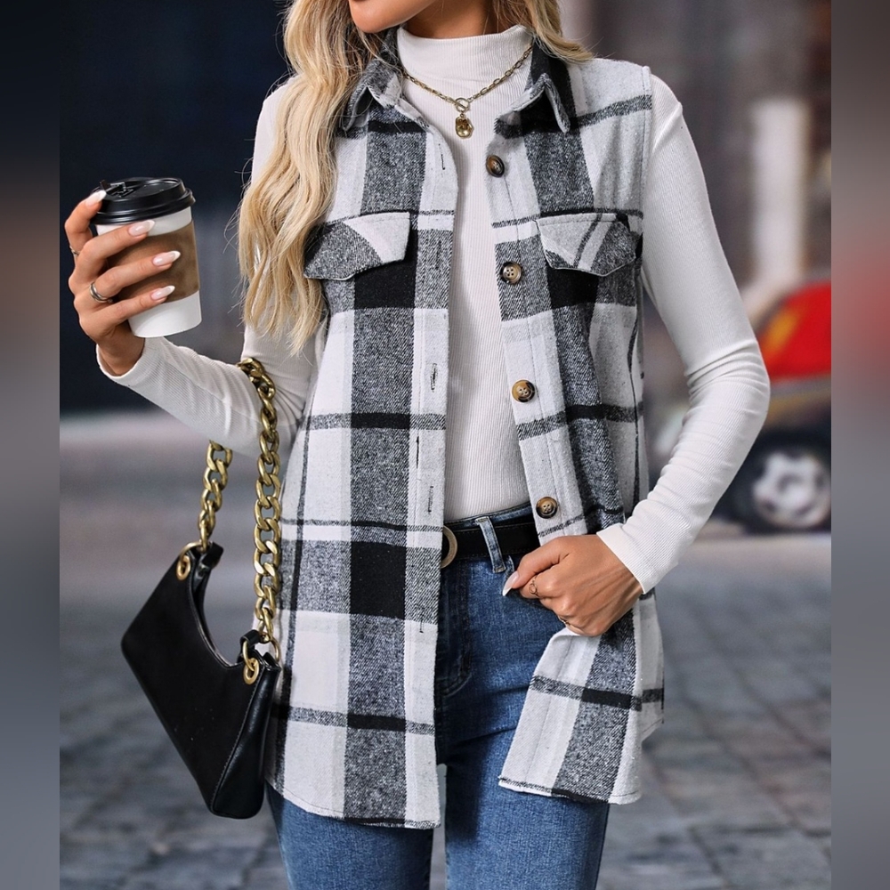Sarah Plaid Charm Vest - Gray - Picture 9 of 9